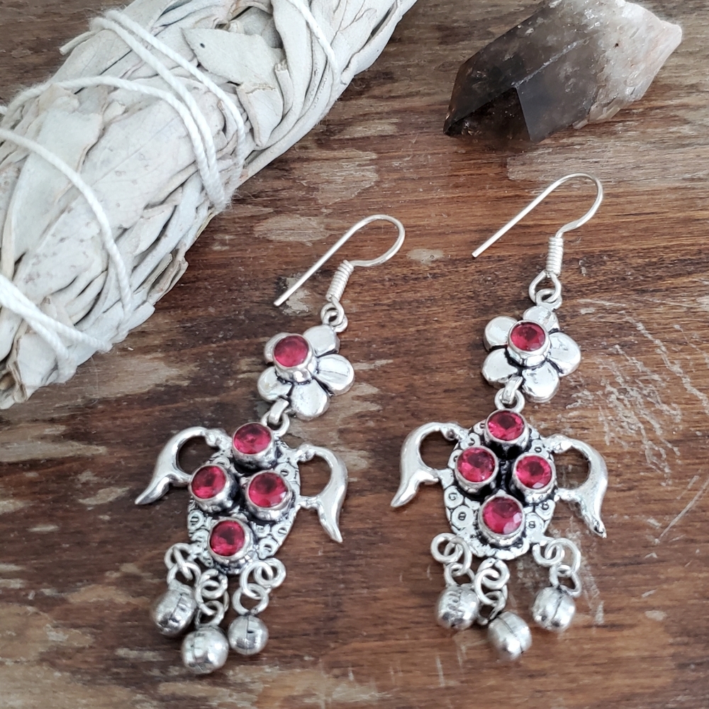 sterling silver 925 gemstone boho drop earrings